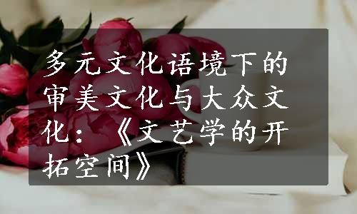 多元文化语境下的审美文化与大众文化：《文艺学的开拓空间》