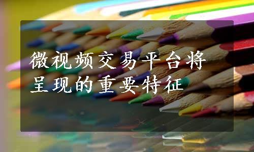微视频交易平台将呈现的重要特征