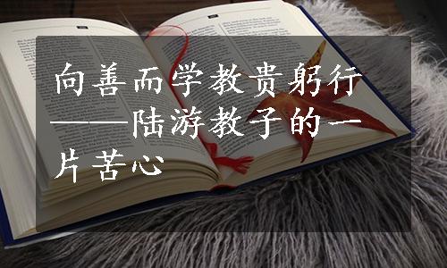 向善而学教贵躬行——陆游教子的一片苦心