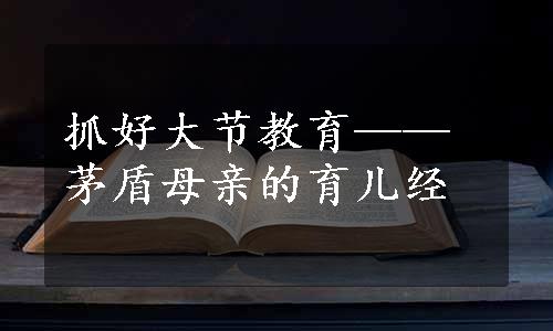 抓好大节教育——茅盾母亲的育儿经
