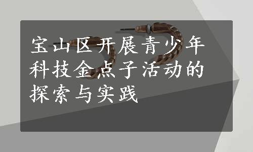 宝山区开展青少年科技金点子活动的探索与实践