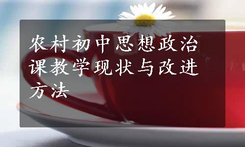 农村初中思想政治课教学现状与改进方法