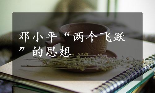 邓小平“两个飞跃”的思想
