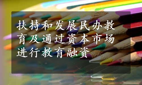扶持和发展民办教育及通过资本市场进行教育融资