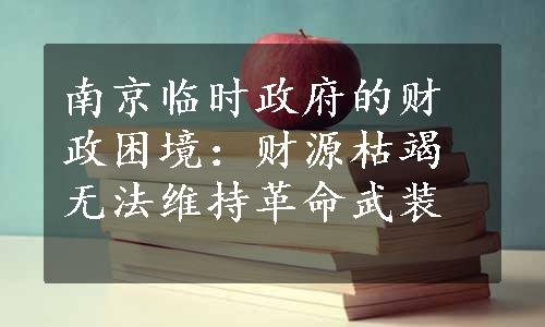 南京临时政府的财政困境：财源枯竭无法维持革命武装