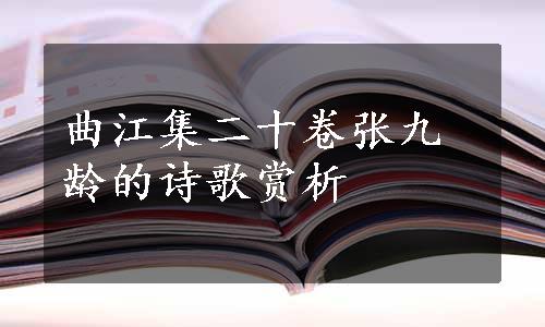 曲江集二十卷张九龄的诗歌赏析