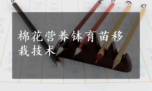 棉花营养钵育苗移栽技术