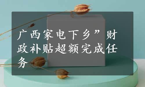 广西家电下乡”财政补贴超额完成任务