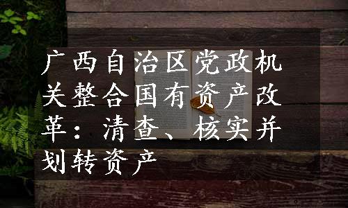 广西自治区党政机关整合国有资产改革：清查、核实并划转资产
