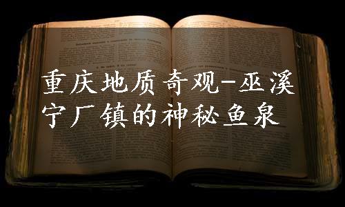 重庆地质奇观-巫溪宁厂镇的神秘鱼泉
