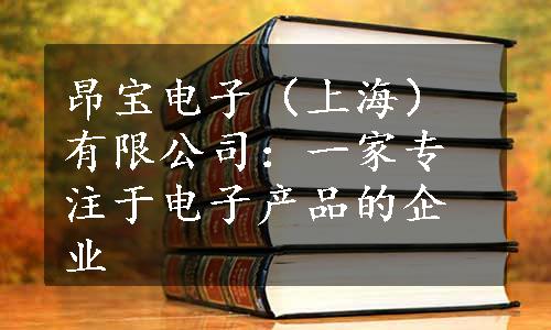 昂宝电子（上海）有限公司：一家专注于电子产品的企业