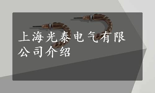 上海光泰电气有限公司介绍