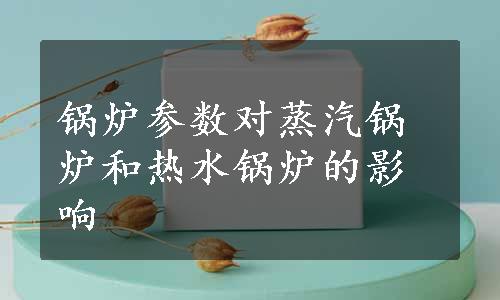 锅炉参数对蒸汽锅炉和热水锅炉的影响