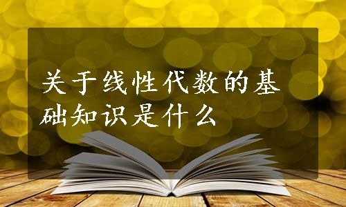 关于线性代数的基础知识是什么