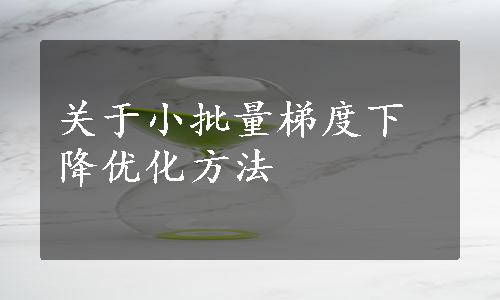 关于小批量梯度下降优化方法