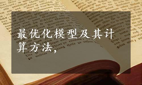 最优化模型及其计算方法,