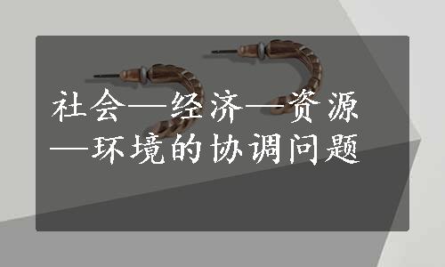 社会—经济—资源—环境的协调问题