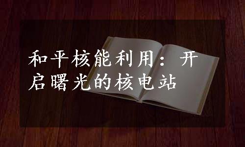 和平核能利用：开启曙光的核电站