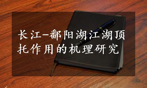 长江-鄱阳湖江湖顶托作用的机理研究