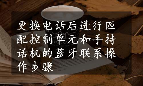 更换电话后进行匹配控制单元和手持话机的蓝牙联系操作步骤