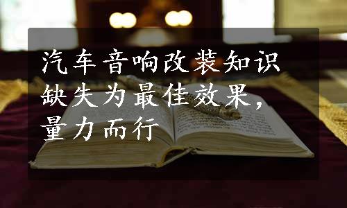 汽车音响改装知识缺失为最佳效果，量力而行