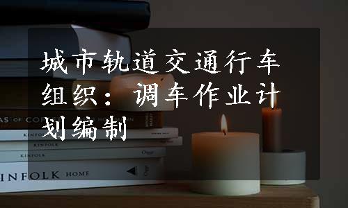 城市轨道交通行车组织：调车作业计划编制