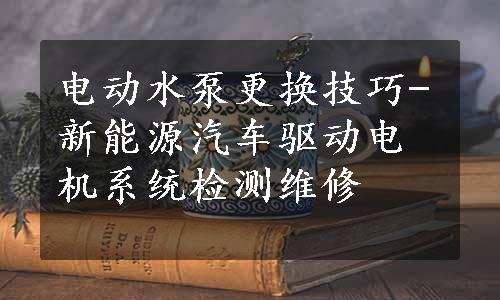 电动水泵更换技巧-新能源汽车驱动电机系统检测维修