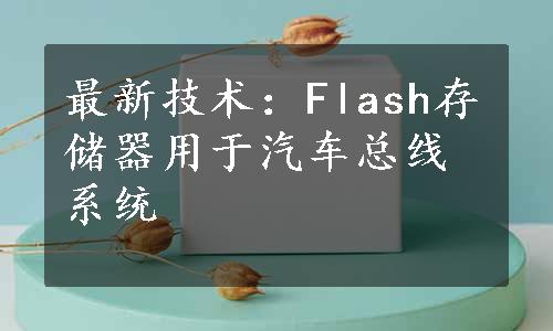 最新技术：Flash存储器用于汽车总线系统