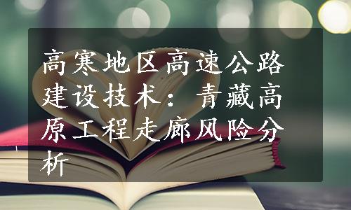 高寒地区高速公路建设技术：青藏高原工程走廊风险分析