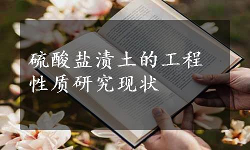 硫酸盐渍土的工程性质研究现状