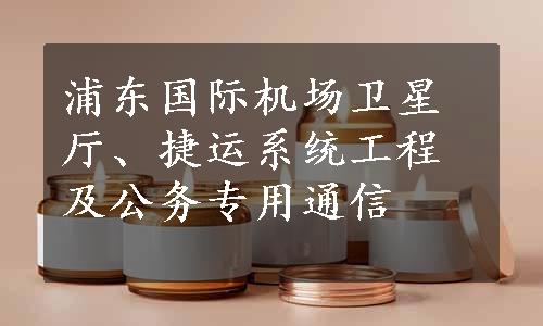 浦东国际机场卫星厅、捷运系统工程及公务专用通信