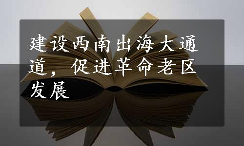 建设西南出海大通道，促进革命老区发展