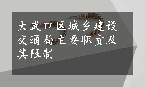 大武口区城乡建设交通局主要职责及其限制