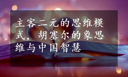 主客二元的思维模式，胡塞尔的象思维与中国智慧
