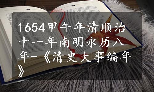 1654甲午年清顺治十一年南明永历八年-《清史大事编年》