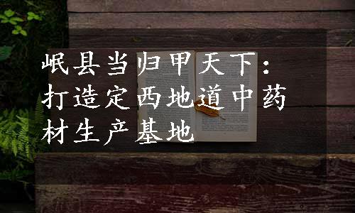 岷县当归甲天下：打造定西地道中药材生产基地