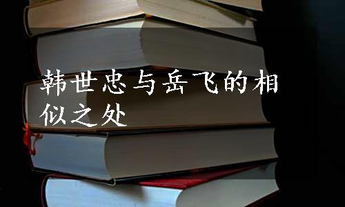韩世忠与岳飞的相似之处