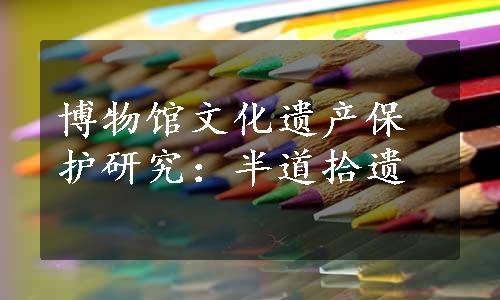 博物馆文化遗产保护研究：半道拾遗