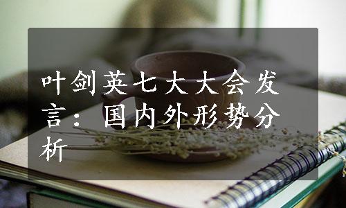 叶剑英七大大会发言：国内外形势分析