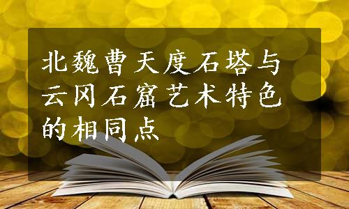 北魏曹天度石塔与云冈石窟艺术特色的相同点