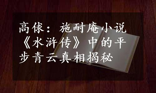 高俅：施耐庵小说《水浒传》中的平步青云真相揭秘