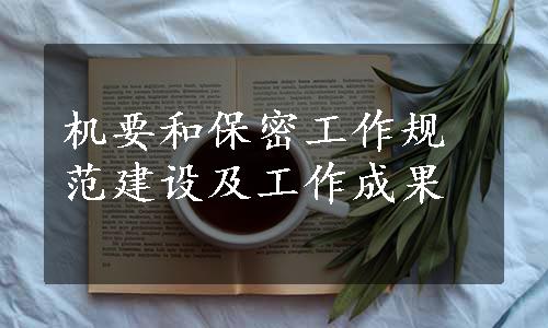 机要和保密工作规范建设及工作成果