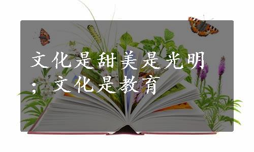 文化是甜美是光明；文化是教育