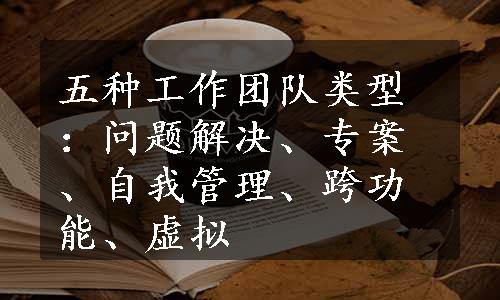五种工作团队类型：问题解决、专案、自我管理、跨功能、虚拟