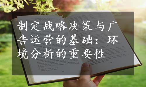 制定战略决策与广告运营的基础：环境分析的重要性