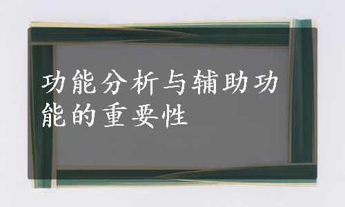 功能分析与辅助功能的重要性