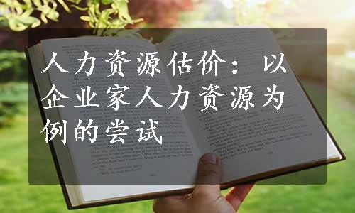 人力资源估价：以企业家人力资源为例的尝试