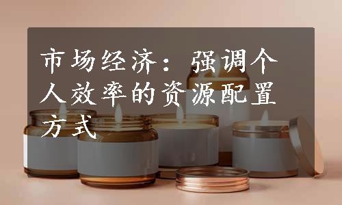 市场经济：强调个人效率的资源配置方式