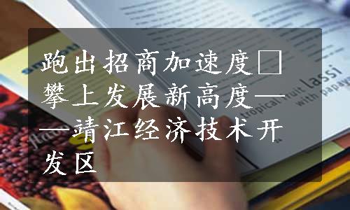 跑出招商加速度 攀上发展新高度——靖江经济技术开发区