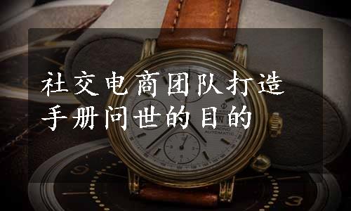 社交电商团队打造手册问世的目的
